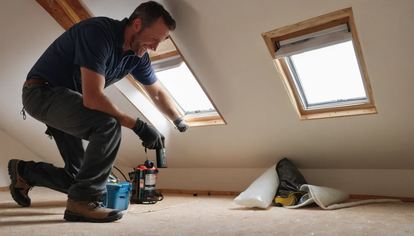 A friendly provider inspecting an attic with a flashlight in a home in Mentor
